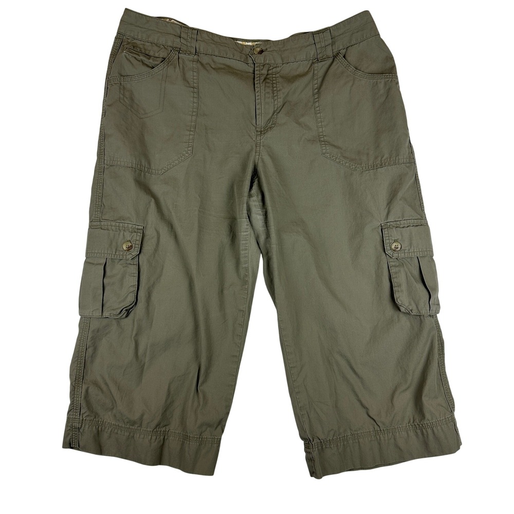 Columbia Sportswear Womens 14 Cargo Capri Pants Olive Green Cotton Hiking AL8463